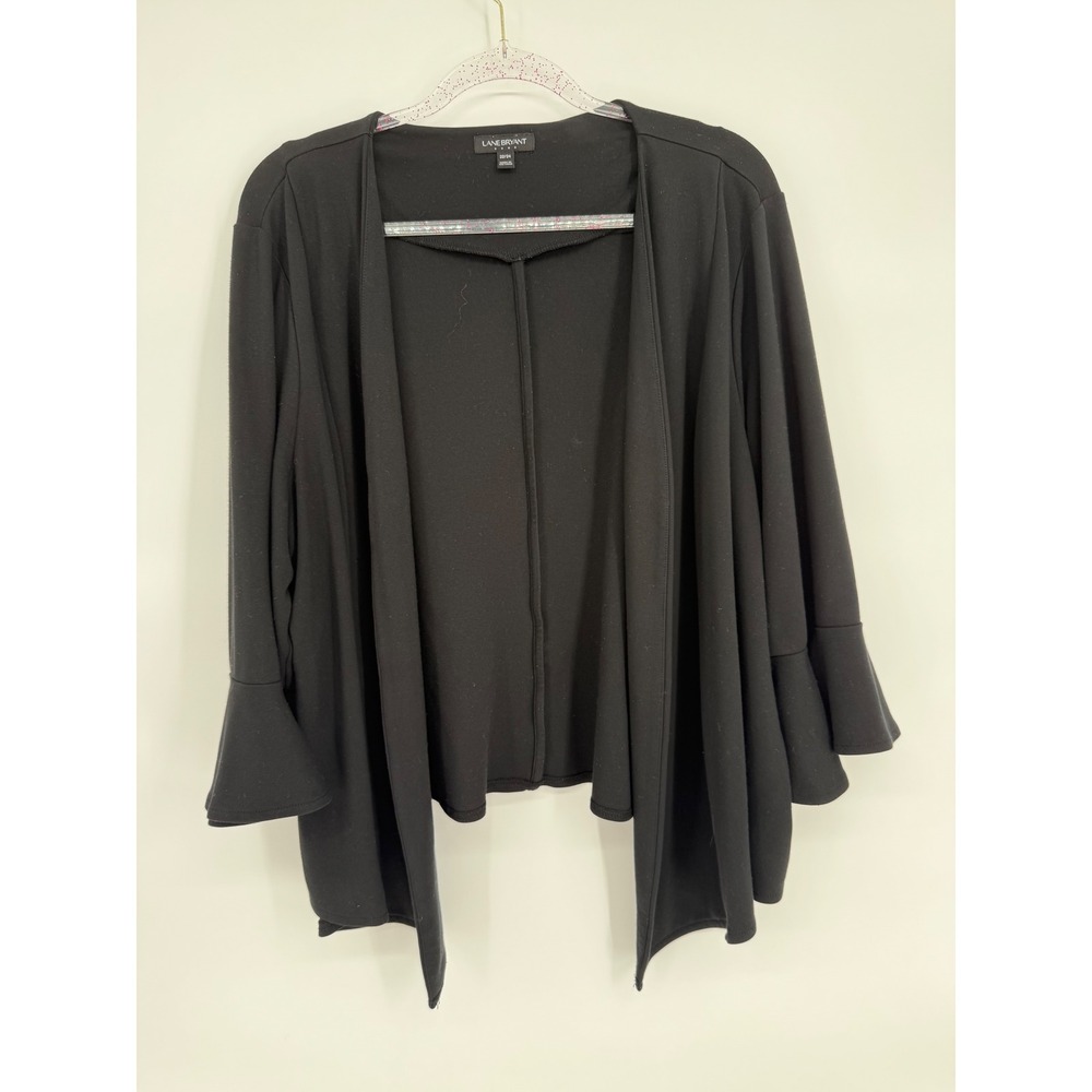 Lane Bryant Black Bell Sleeve Open Front Cardigan Sweater Plus Size 22/24